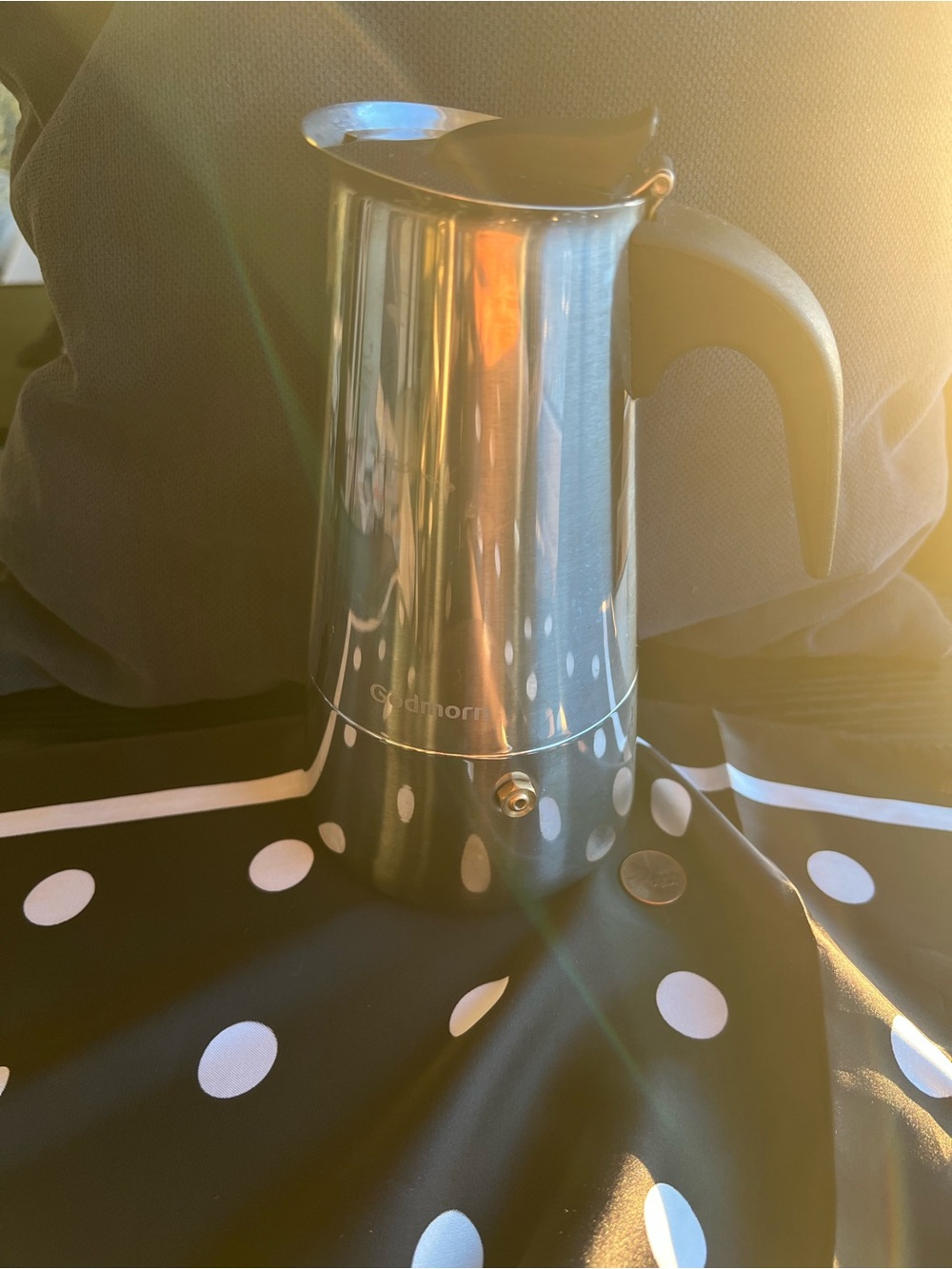 Amazon Stainless Steel Coffee Moka Pot with Black Handle